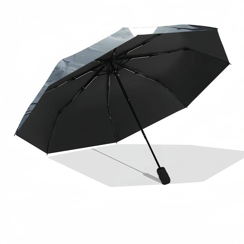 1pc ghostly bride moonlit cemeteryOpen/Close Umbrella-Windproof, Compact Travel Umbrella, Sturdy 8-Rib Shaft, Outdoor Accessory, 1091