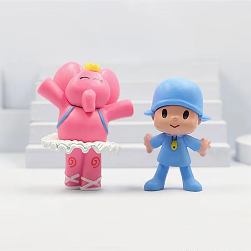 7Pcs/Set Pocoyo Animal Toy Bird Duck Elephant Doll Model Scene Ornaments Anime Cartoon Cute Pvc Figures Toys