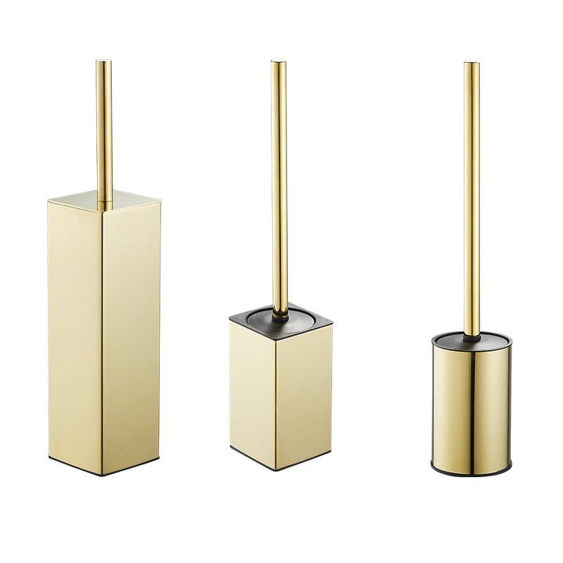Tuqiu Gold Toilet Brush Holder with Brush 304 Stainless Steel Nickel/Black Bathroom Toilet Scrub Cleaning Brush Holder Set