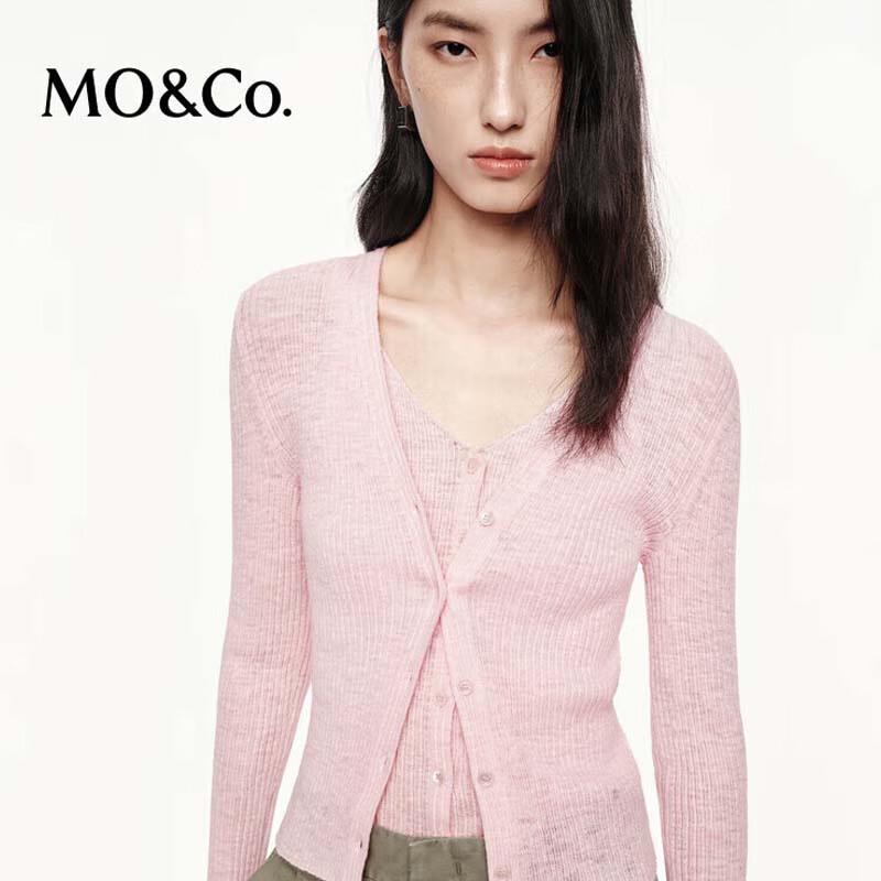MO&Co. Women's Bamboo Texture Knit Cardigan & Vest Set