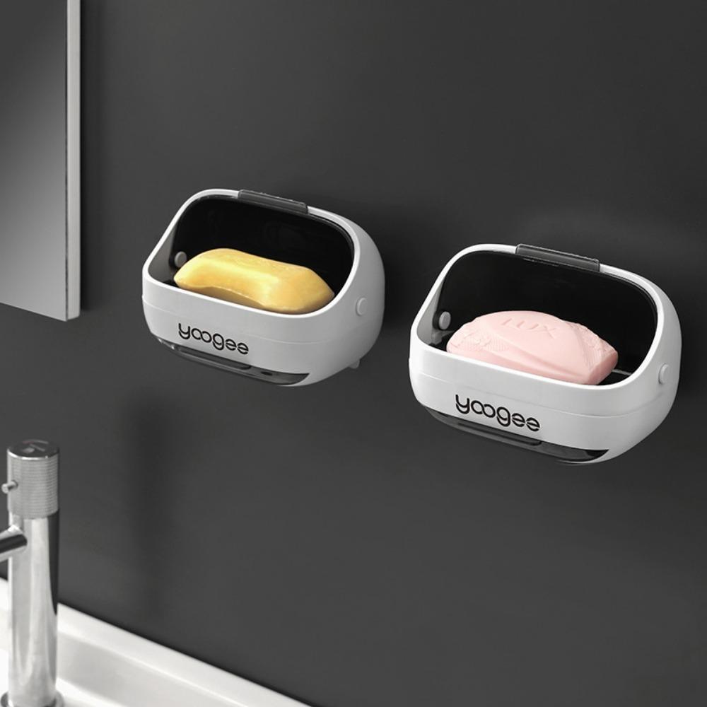 

With Lid Drain Soap Holder Wall Mounted Soap Dishes Box Eco Friendly Soap Dish Tray Bathroom сірий