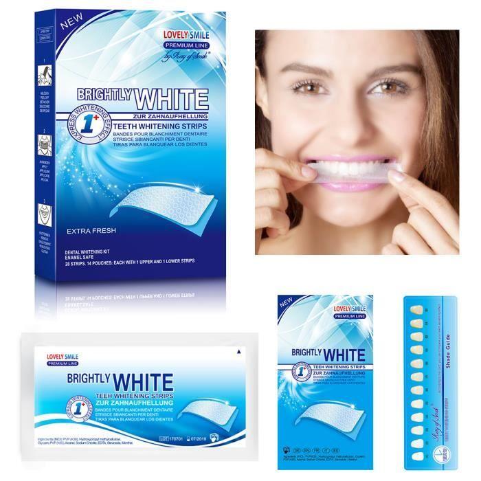 Lovely Smile, 28 Bandes de Blanchiment des Dents, Qualité Professionnelle, avec la Technologie No-Slip, Efficacité Prouvée