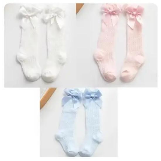 

3 пары белых, розовых и голубых летних гольфов-труб с бантами от комаров 0 to 4 year