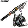 Angelrute und Rollen-Set Superharte Teleskop-Angelrute 1,8-3,6m Spinnrolle 1000 2000 3000 Angelrute mit Rolle Pesca