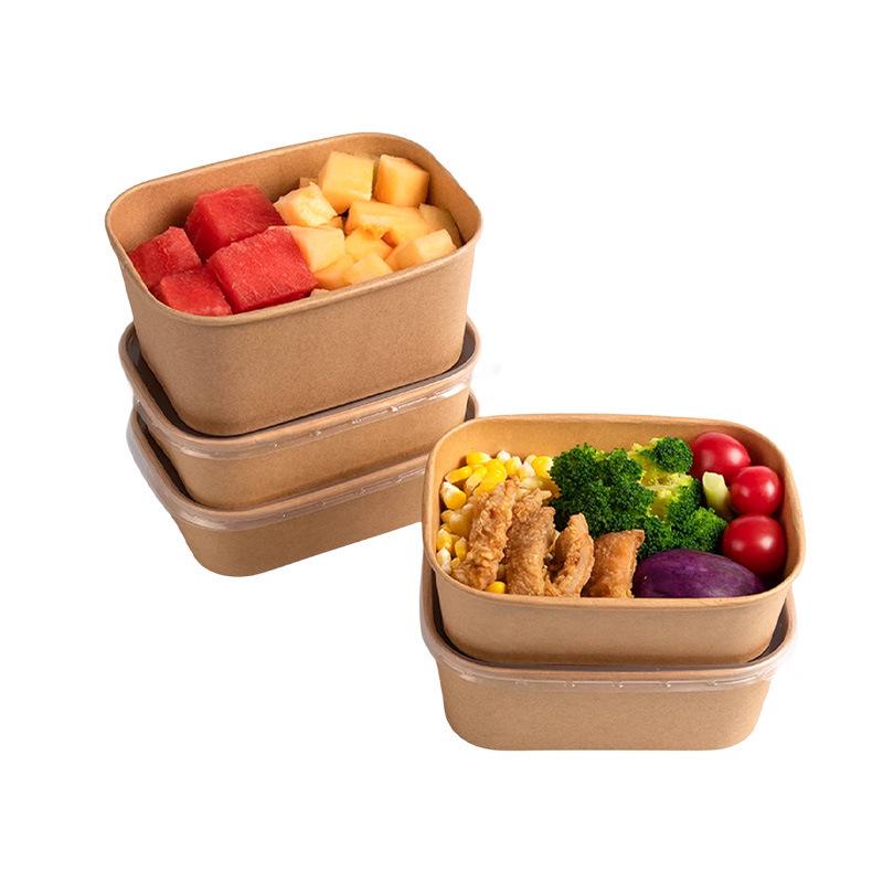 Scatola Bento Monouso a Tenuta Stagna in Carta Kraft per Microonde da Esterno