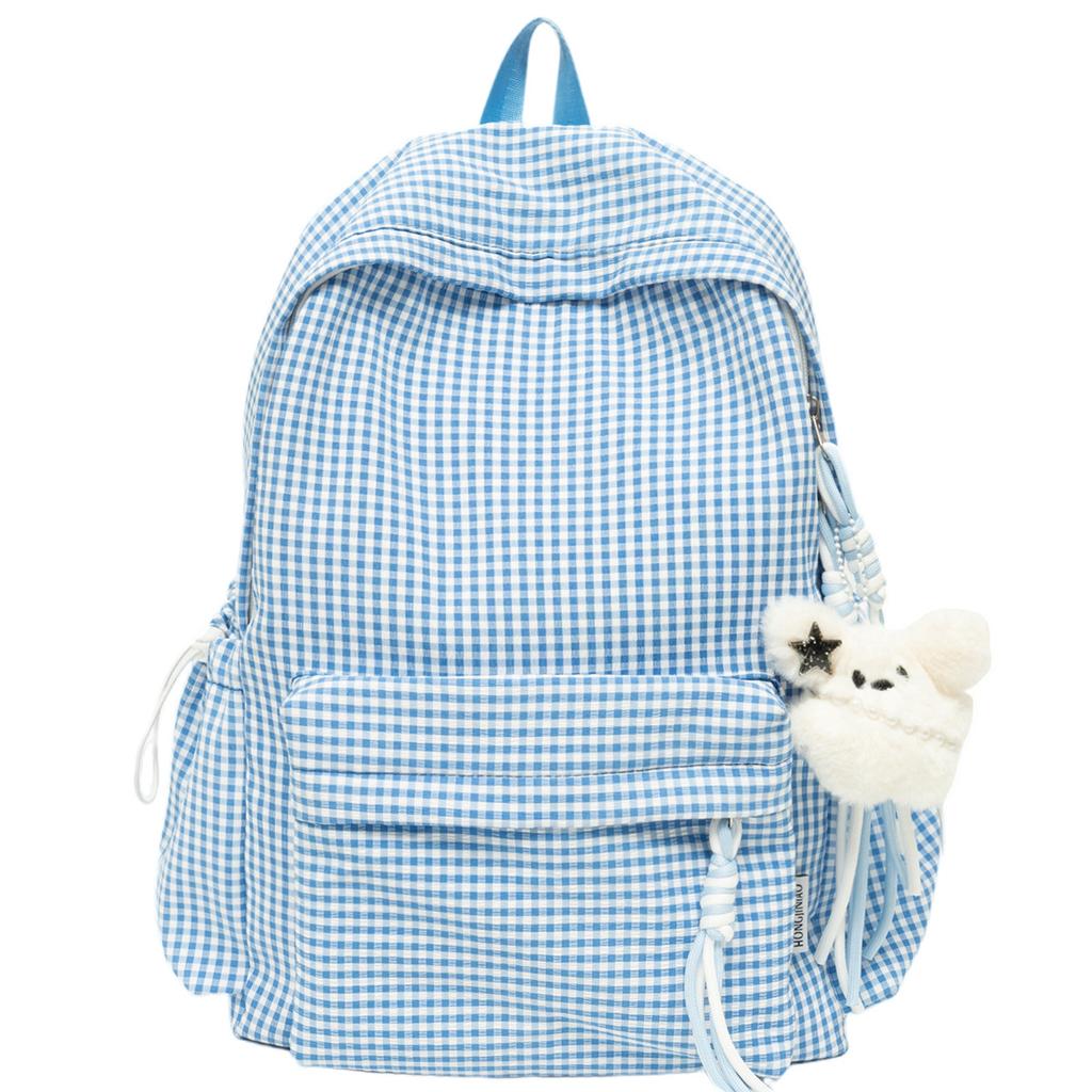 Schoolbag Japanese idyllic versatile student backpack women's small fresh plaid casual simple schoolbag travel backpack
