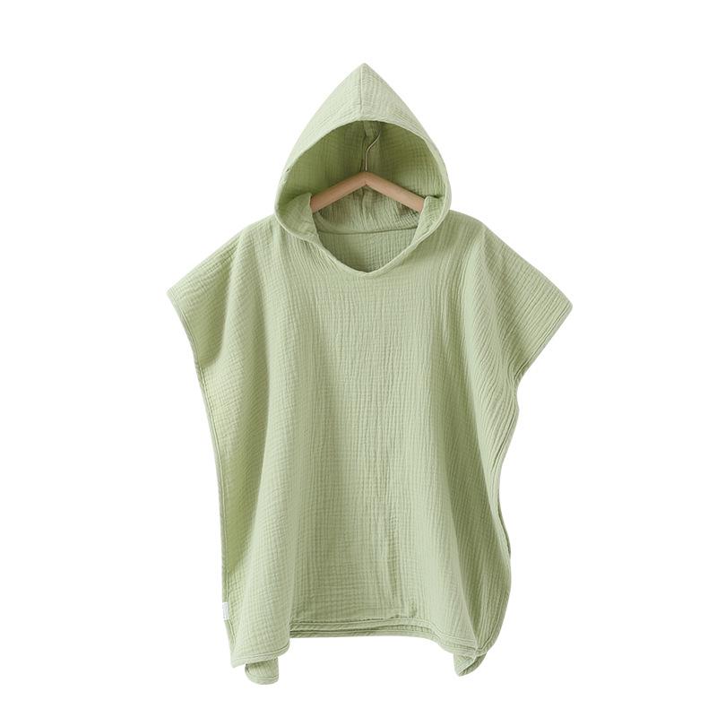 Children's Cotton Gauze Hooded Poncho Bath Towel - Absorbent Wearable Swim Wrap