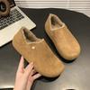Thick-soled Inner Height-increasing Boken Shoes Women's 2025 New Autumn and Winter Velvet Casual Shoes, One Pedal, Lazy People Wear Two Cotton Shoes