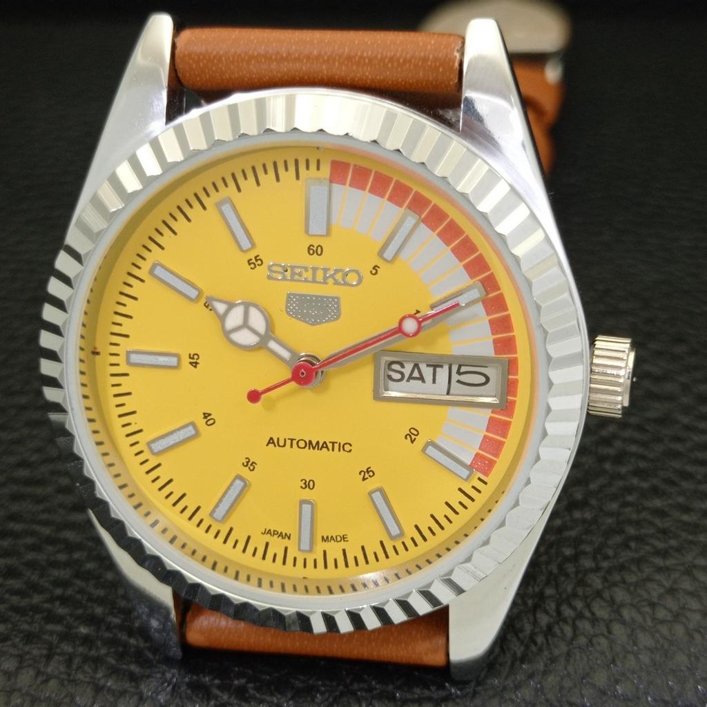 REFURBISHED SEIKO 5 AUTOMATIC 6309A VINTAGE JAPAN MENS YELLOW WATCH A440829-4 Sk-a440829