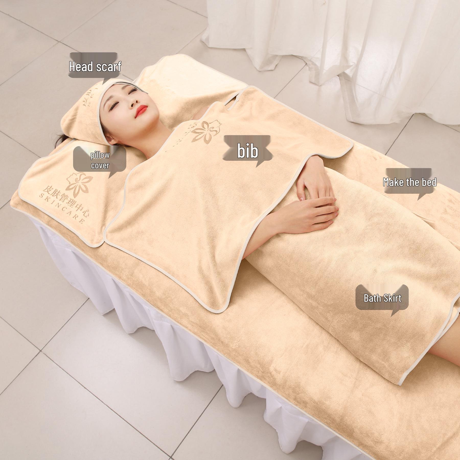 Salon Thick Absorbent Head Wrap Towel with Embroidered Text for Beauty Shops and Skincare