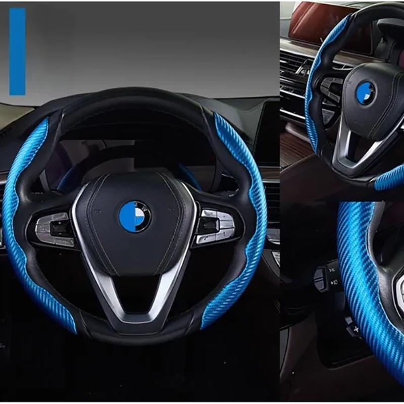Nova camurça de fibra de carbono peças de automóvel segurança anti-deslizamento capa de volante universal protetor de volante do carro para acessório do carro
