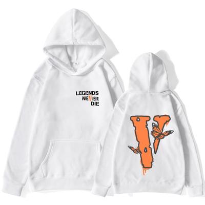 Autumn Winter Casual Loose Hoodie Men's Women's Letter Pattern Back Printed V Velvet Hoodie