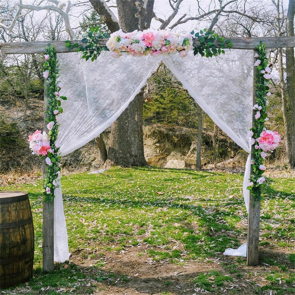 White Lace Floral Tablecloth Vintage Round Wedding Reception Table Cover Rustic Farmhouse Bridal Shower Party Home Dining Decor