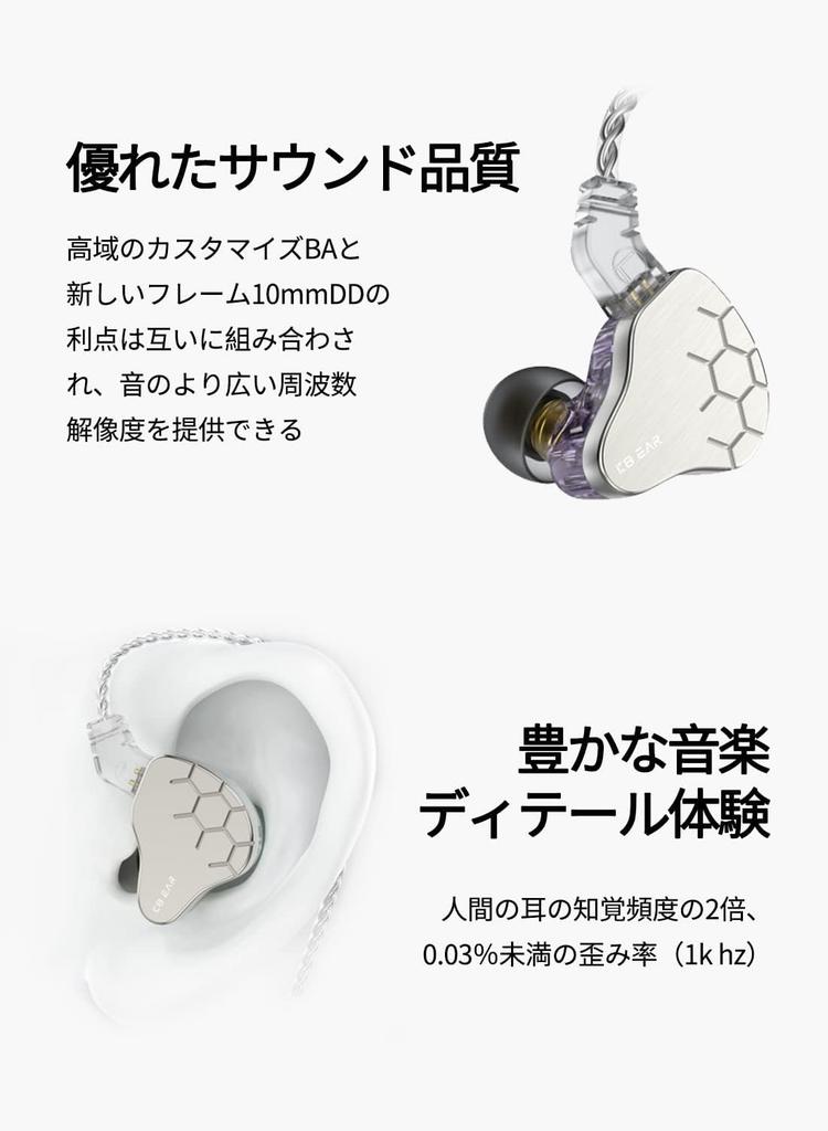 Wired Sound Good Balance of and Low High Resolution Enhanced High Sound Hybrid Monitor HIFI Sound Silver Compatible with Multiple Devices for