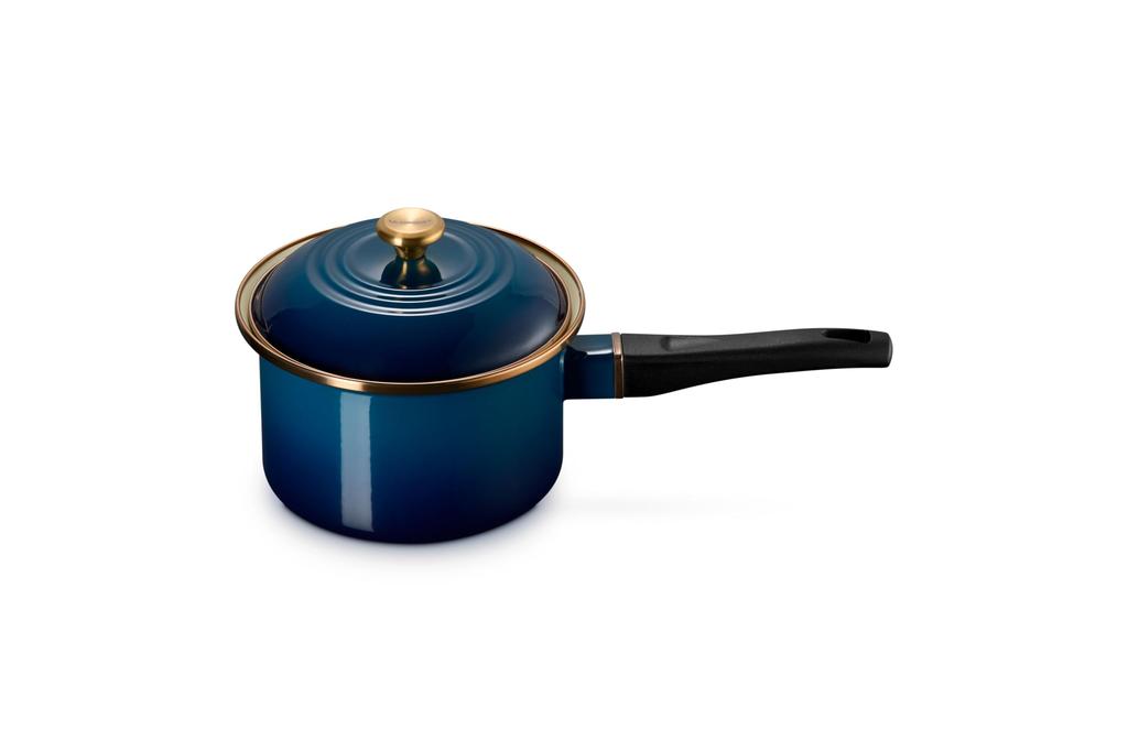LE CREUSET EOS Enamel Agave Gold Gas and Induction Compatible Japanese Saucepan, 16cm, Design, Knob, [Official Product]