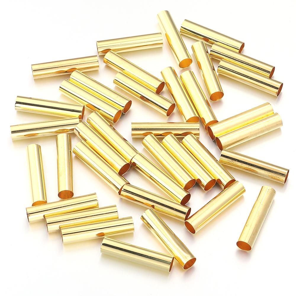 50-100pcs Copper Hollow Tube Spacer Beads Metal Cylinder Straight Tube Bead For Jewelry Making DIY Bracelet Necklace Accessories