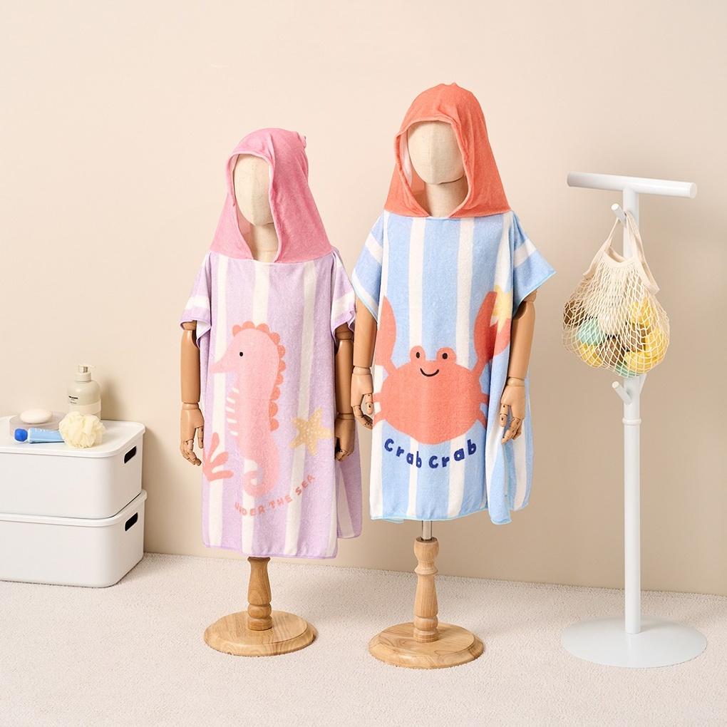 Weicher Bambus-Strandponcho mit Kapuze 60x120cm_LAVENDEL_KB0125007