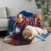 Iron Man Superhero Print Flannel Blanket Office Soft Thick Fluffy Lightweight Warm Throw Sofa Bed Cover Home Decor Kids Gift