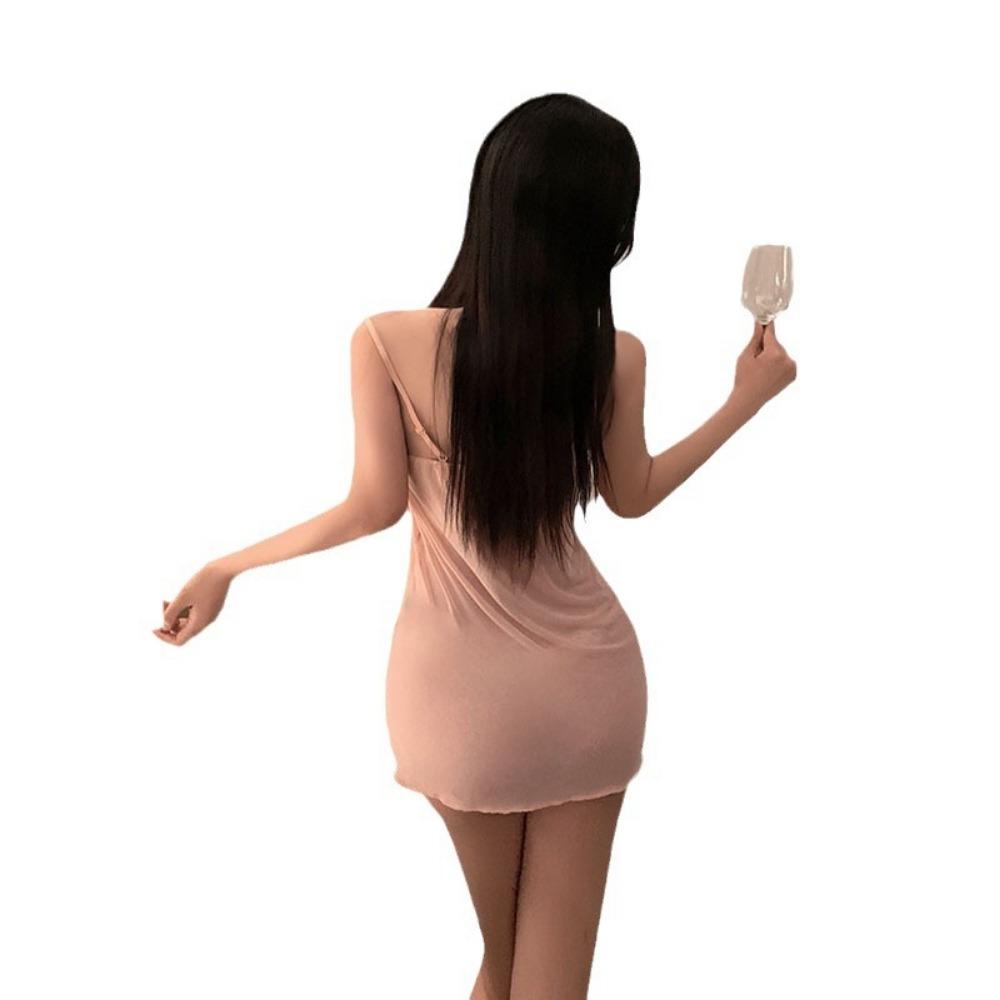 Night Crisp Sexy Underwear Lace Mesh Cardigan Pajamas Uniform Seduction Passion Tease Four-piece Set with Chest Pad