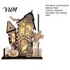 Wooden Castle Figurine 3D Halloween Village Haunted House Figurine, Spooky Light Up Ornament Desktop Retro with Ghost Pumpkin Bat for Home Party Table