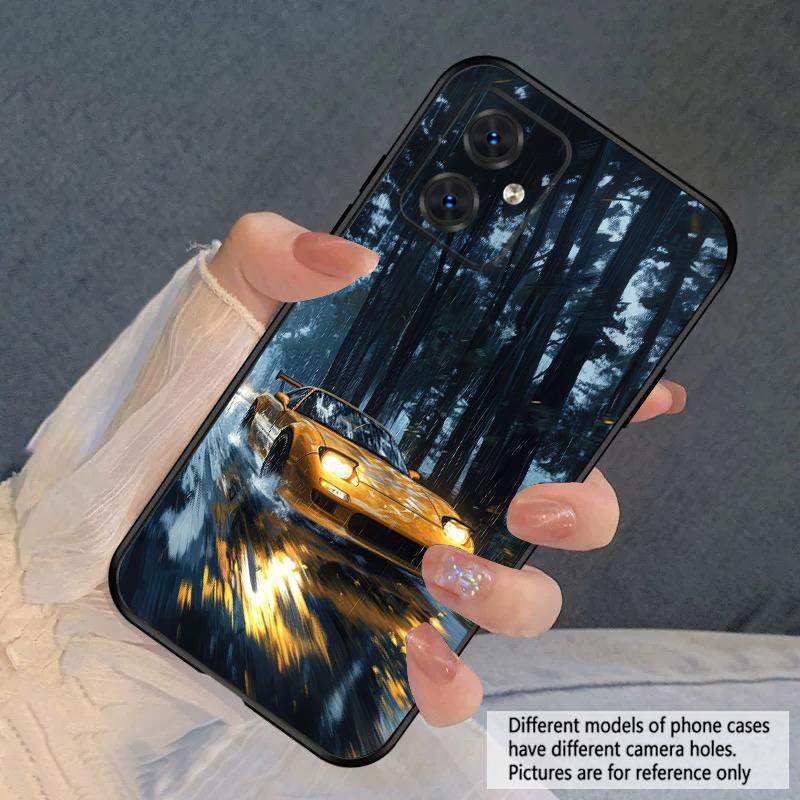 A car in the rain For Motorola Moto G 04 G05 G14 15 24 34 35 54 55 75 84 85 Edge 40 50 Fusion 60 Fusion silicone soft phone case