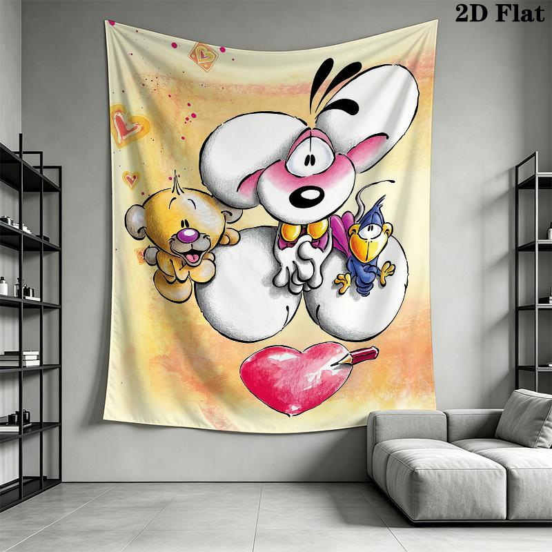 Diddl Wall Tapestry Aesthetic Wall Hanging Printed Fabric Blanket Decorative Tapestries for Bedroom Living Room Home Decor