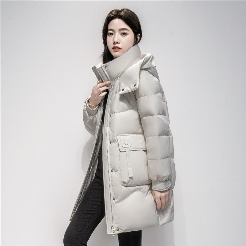 Women's Winter Down Coat: Simple, Long-length, Thick and Warm Jacket