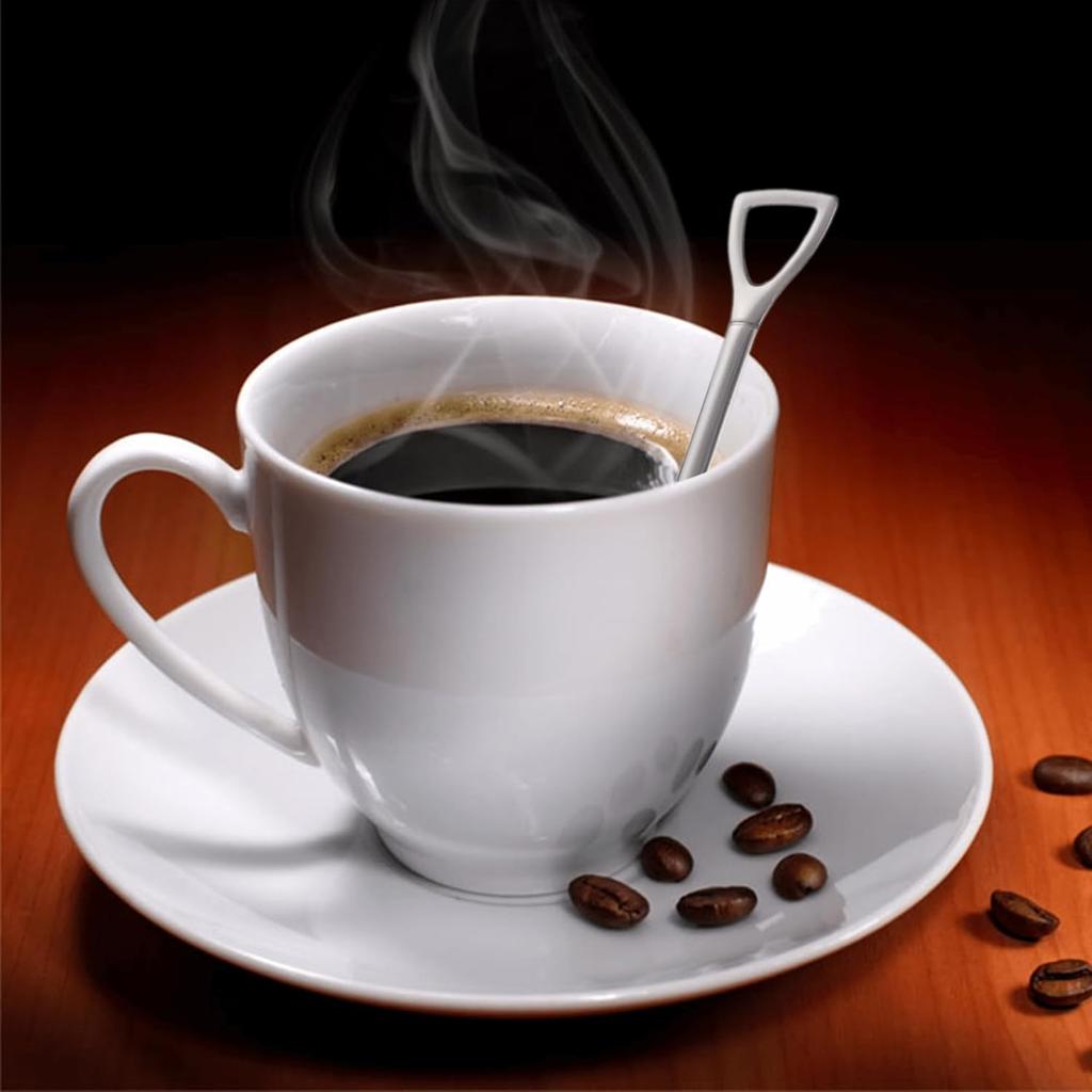 8 Pack 6” Small Shovels Desserts Spoons for Coffee, Espresso, Tea, Party, Kitchen, Gelato, Demitasse, Decorations, Fruit (Stainless Steel, Silver)