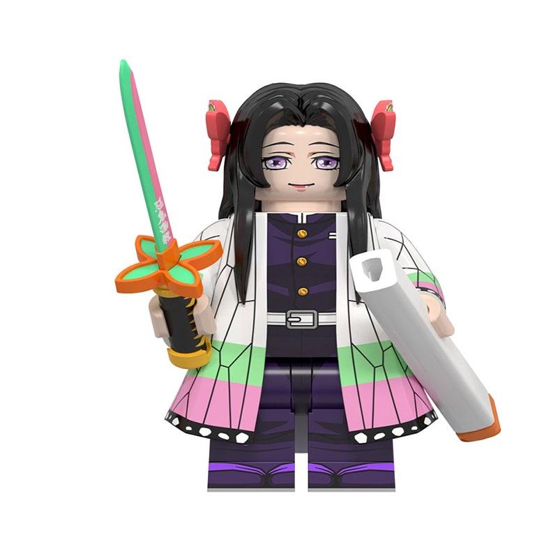 Wm6162 Anime Series Demon Slayer Mouth Flat Yin And Izumi Zhenmen Tanjiro Figurine Building Blocks