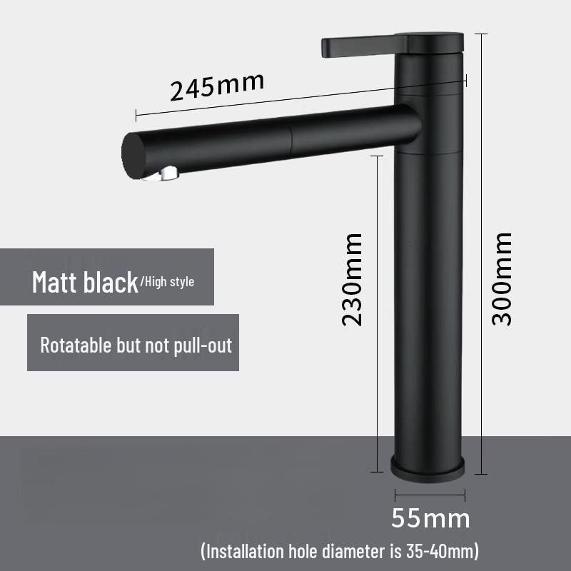 TLXT Tall Black Bathroom Basin Mixer Faucet