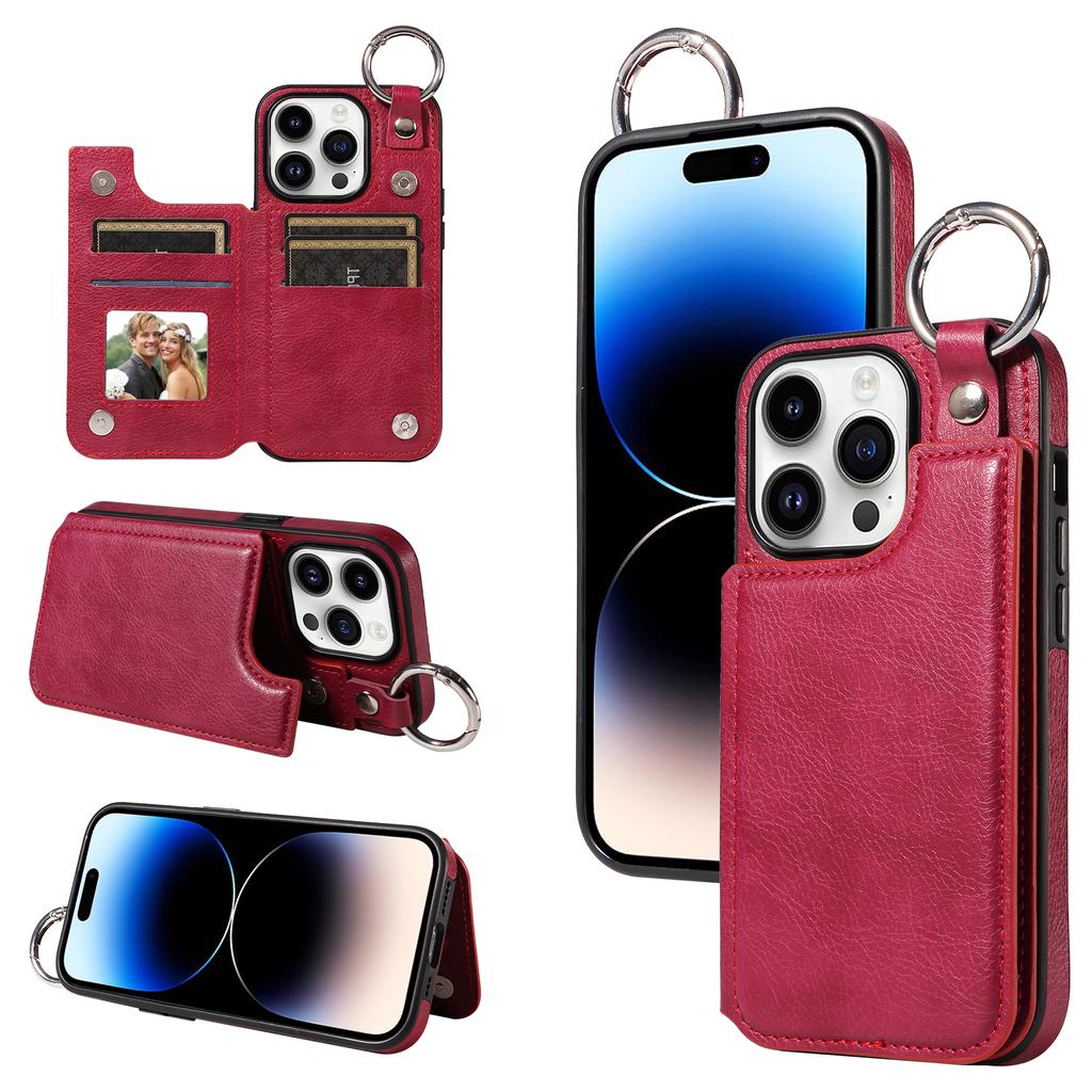 Magnetic Wallet Flip Leather Case Wi/ Ring Buckle For iPhone 15 14 Plus 13 12 11 Pro Max XSMax For Samsung S23 S22 S21 Ultra Plus A14 A54 A13 A53 A25