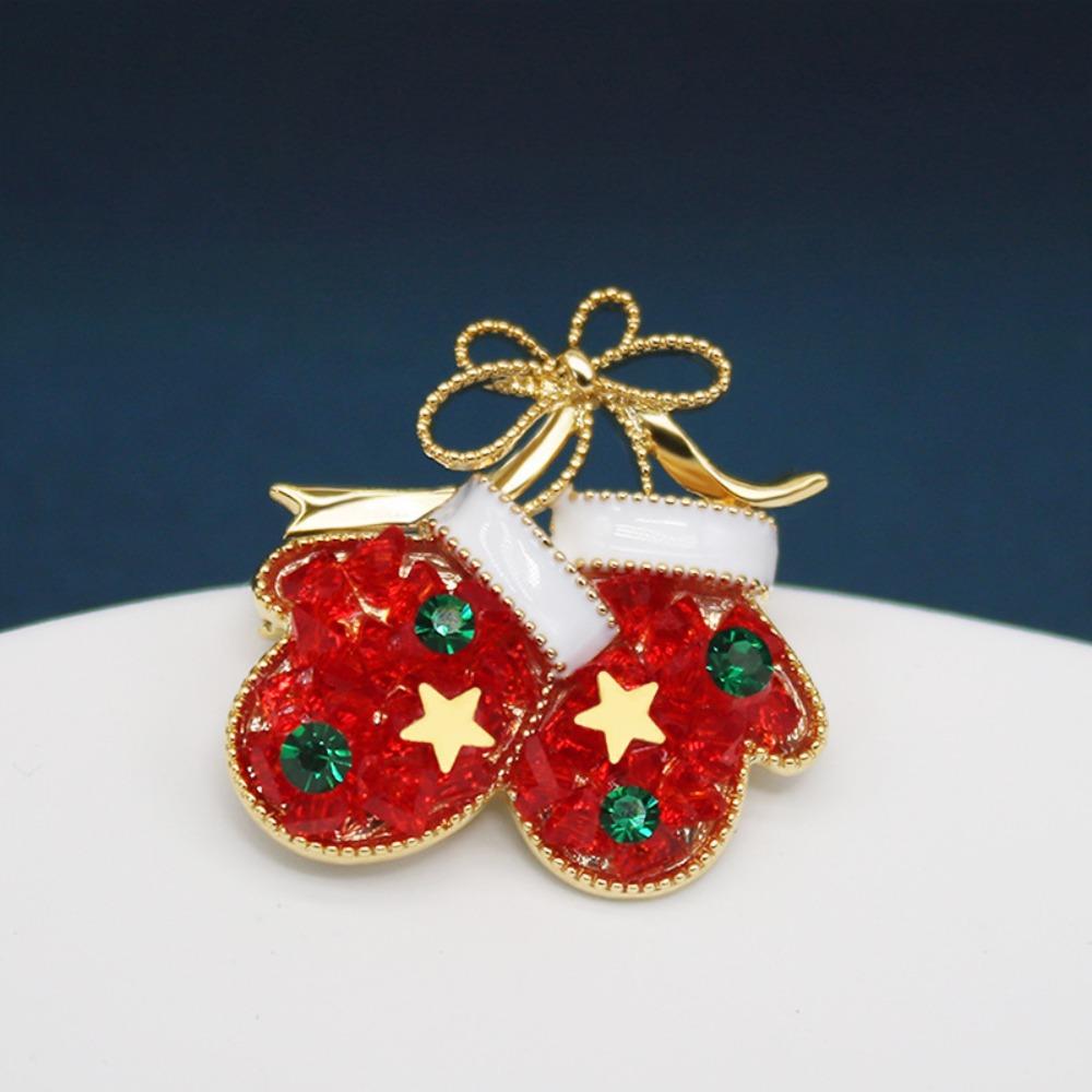 Korean Style Christmas Brooch Snowman Christmas Tree Brooch Cute Enamel Rhinestone Brooches  Girls