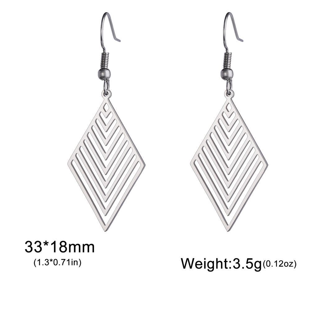 Stainless Steel Geometric Rhombus Drop Earrings for Women Girls Waterproof Minimalist Jewelry Valentine Gift