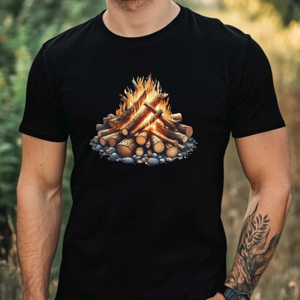 T-Shirt Herren Lagerfeuer Motiv Baumwolle Größe XS bis 5XL