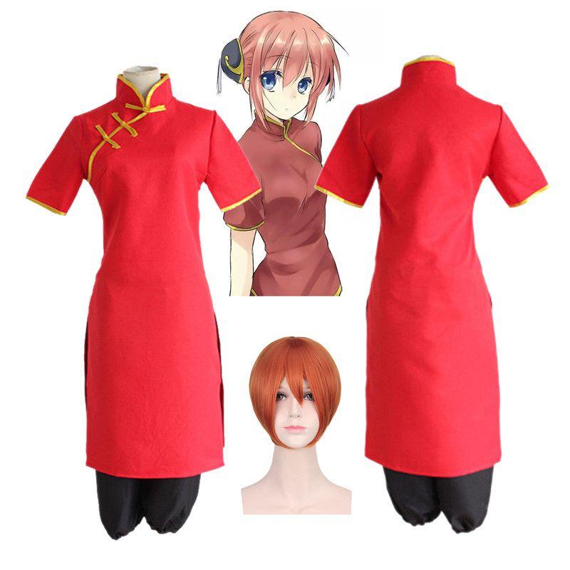 Kagura Anime Gintama Halloween Costume Cosplay Cheongsam Uniform Dresspants