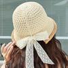 Hollow Out Sunshade Basin Cap Temperament Bow Fisherman Hat Knitted Bucket Hat  Travel