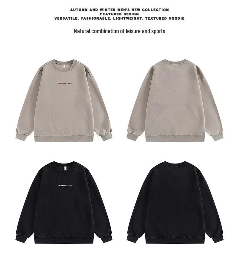 Unisex Trendy American Letter Embroidery Hoodie, Heavyweight & Washed, Perfect for Couples & Students in Autumn.