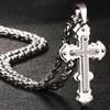 Orthodox Christianity Church Eternal Cross Necklace Sturdy Stainless Steel Charms Pendant Cross Necklace Link Chain Jewelry Gift