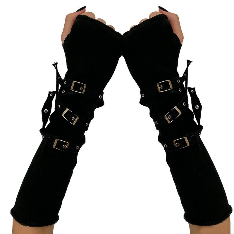 Dark Style Fingerless Motorcycle Gloves – Hot Girl, Neutral Spring/Summer Sleeves, European & American Style.