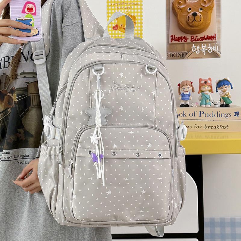 School bag new INS style star backpack, cute large-capacity backpack for girls, middle and high school students, casual travel backpack