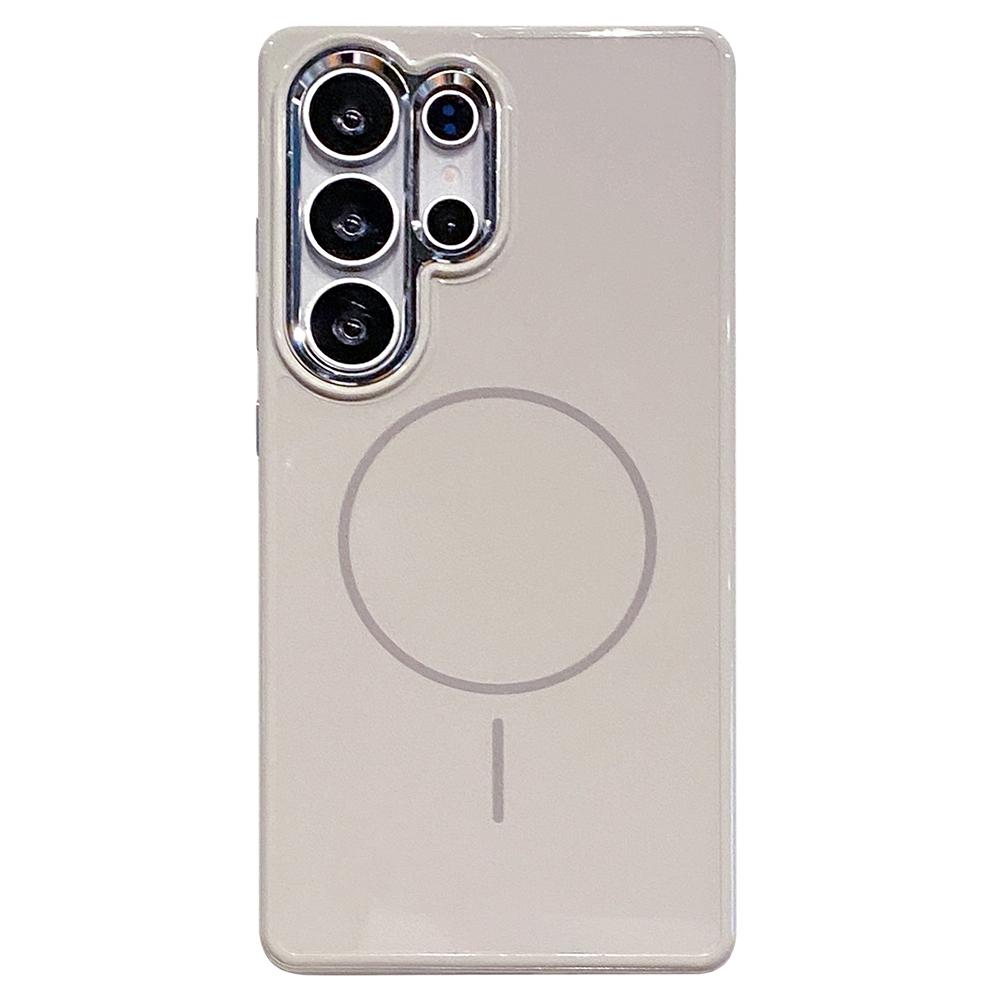 For Samsung Galaxy S25 Ultra Magnetic Case TPU + PC Scratch Resistant Phone Back Cover with Metal Accents