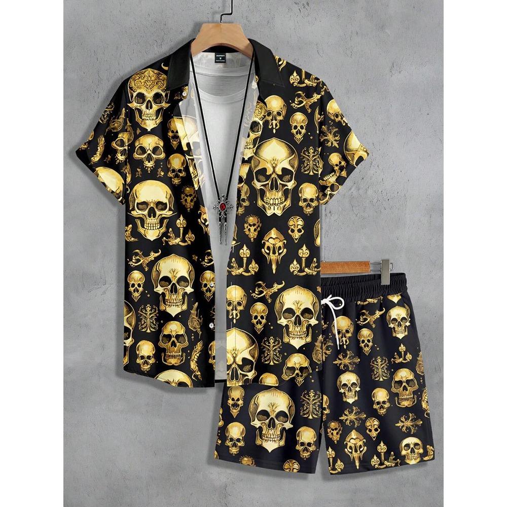 3D Printed Men's Short-sleeved Shirt And Beach Shorts Set Summer Street Fashion Men's Casual Shirt Outdoor Everyday Men's Shorts