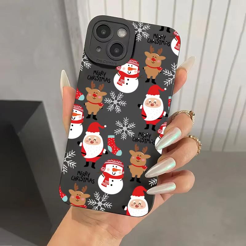 

Чехол для телефона с рождественским узором для iPhone 11 12 13 14 15 16 Pro Max XR X XS Mini 8 7 Plus SE Мягкий чехол для телефона Fundas iPhone 12