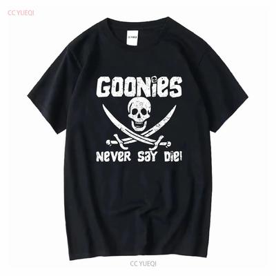 The Goonies Never Say Die Distressed Design T Shirt Vintage Washed Comfortable Graphic Top For Everyday Wear Fashion Stretched
