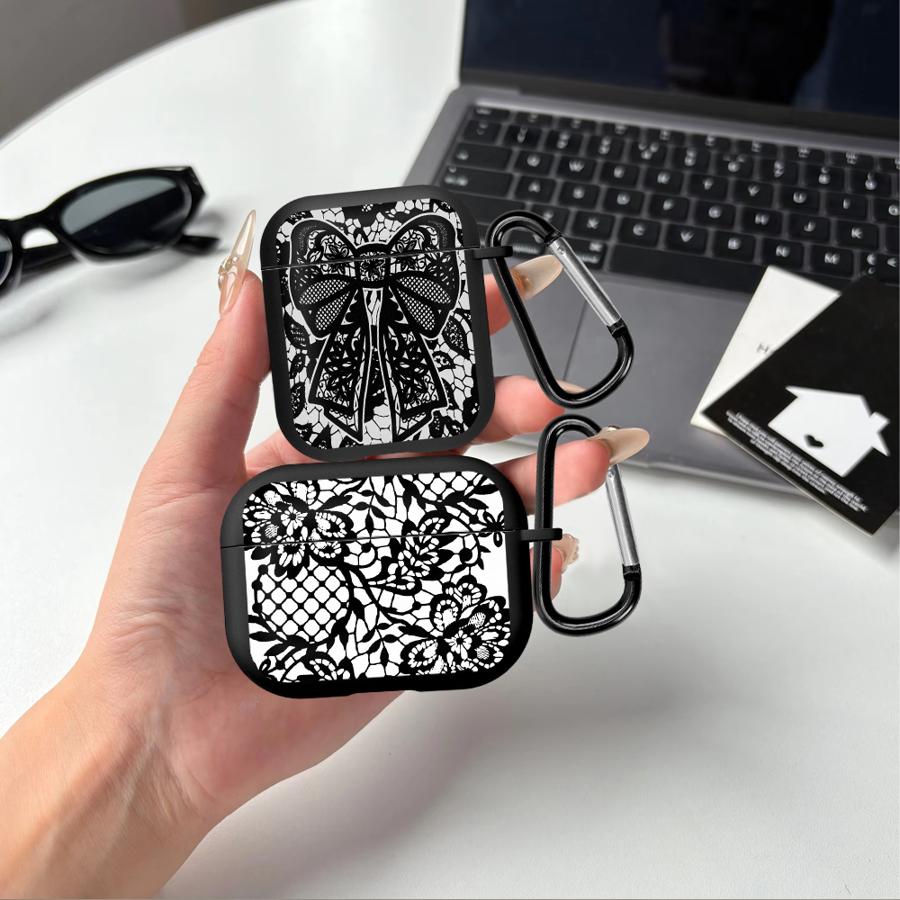 Fashion Black Lace Earphone Cases Cover Case For Airpods Pro2 3 2 Pro3 1 Pro 4