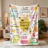 1pc Healing Colorful Positive Inspirational Graffiti-Themed Flannel Blanket - Large Size, Soft, Lightweight, And Warm, Suitable for All Seasons - Perf