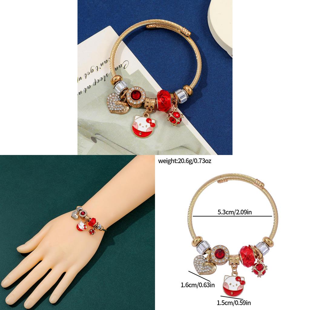 Hello Kitty Jewelry Bracelet With Pearl Heart Pendant For Gift And Travel Souvenirs