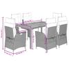 7 Piece Outdoor Dining Set with Cushions Grey Poly Rattan