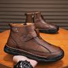 Men's Large Size Handmade Leather Martin Boots - Autumn Mid-top Outdoor Casual Shoes
