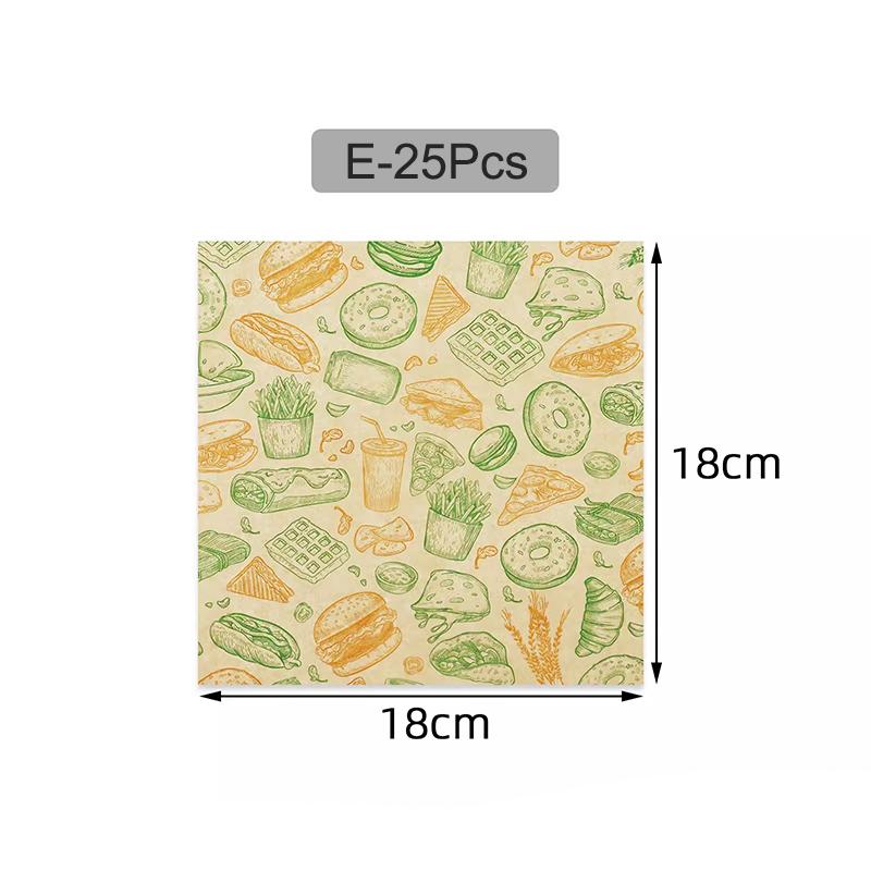 25 Sheets Deli Paper, Grease-Proof Parchment Paper Basket Liners, Food Wrappers for Sandwich, Chip, Burger & Fries, Baking Tools